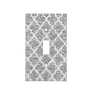 Faux silver glitter quatrefoil light switch cover