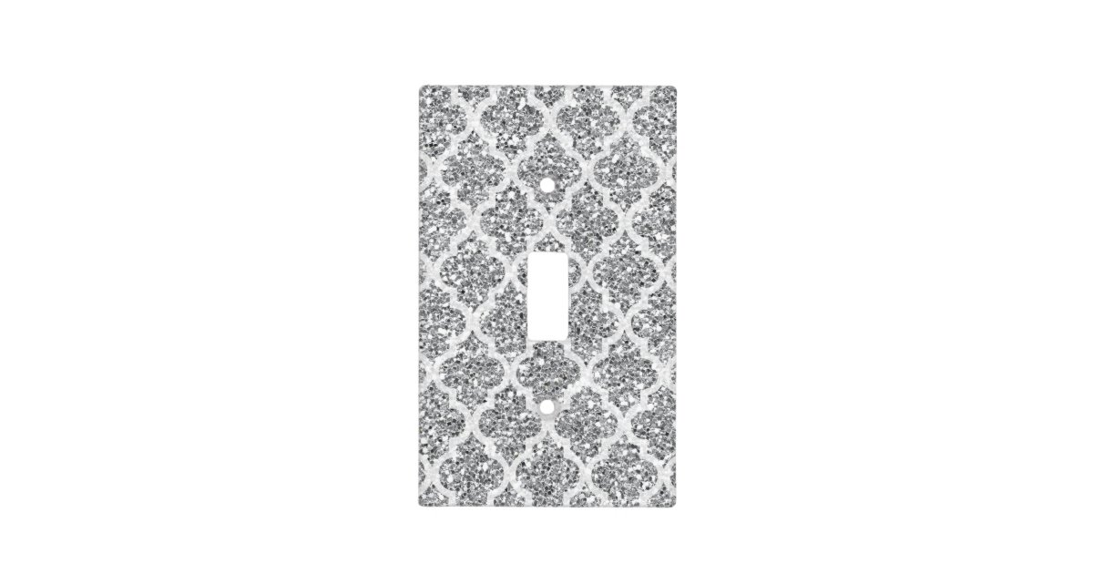 Faux silver glitter quatrefoil light switch cover Zazzle