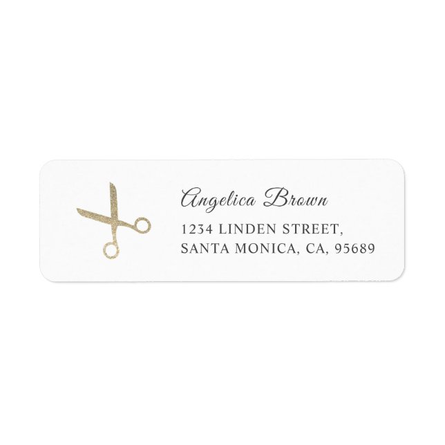 Faux Silver Glitter Scissors Return Address Label (Front)