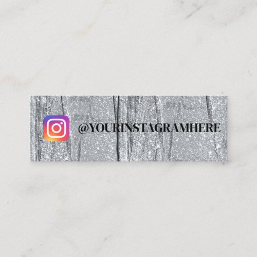 Faux Silver Glitter Social Media Instagram Mini Business Card