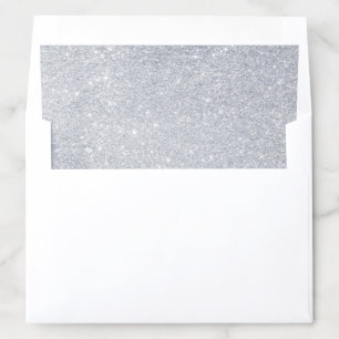 Faux Silver Glitter Sparkle Modern Wedding Envelope Liner