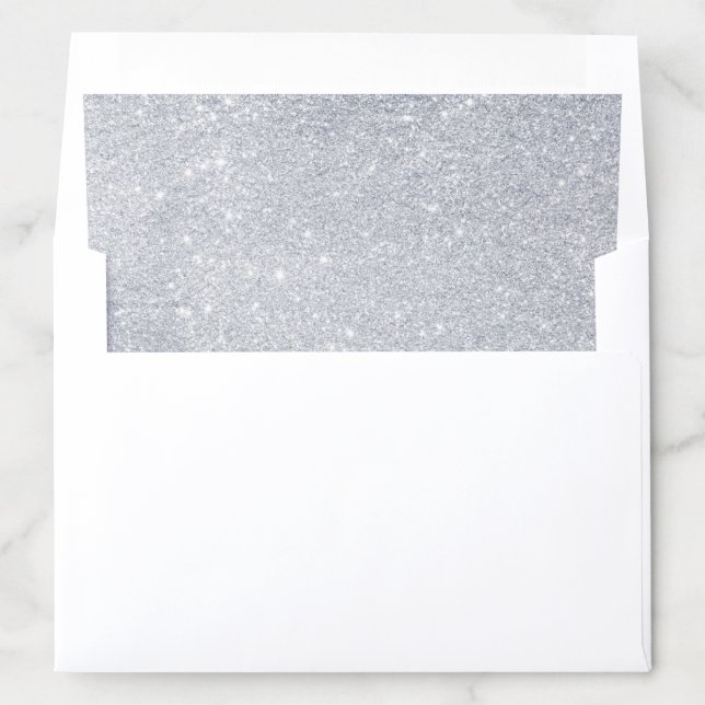 Faux Silver Glitter Sparkle Modern Wedding Envelope Liner (In Envelope)