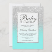 Faux silver glitter teal elegant Baby shower Invitation (Front)