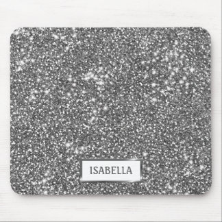 Faux Silver Glitter Texture Look &amp; Custom Name Mouse Pad