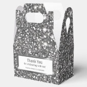 Faux Silver Glitter Texture Look & Custom Text Favor Boxes (Opened)