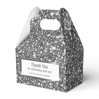 Faux Silver Glitter Texture Look &amp; Custom Text Favor Boxes