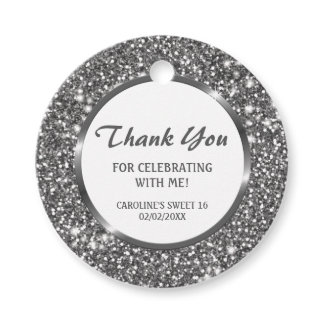 Faux Silver Glitter Texture Look &amp; Custom Text Favor Tags