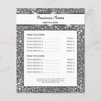 Faux Silver Glitter Texture Look & Custom Text Flyer