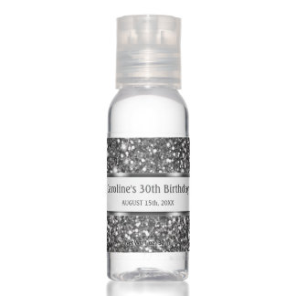 Faux Silver Glitter Texture Look &amp; Custom Text Hand Sanitizer