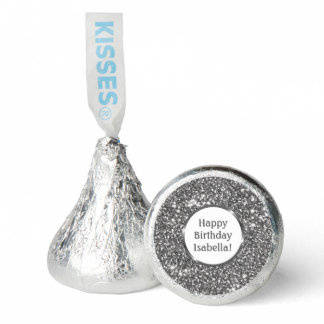 Faux Silver Glitter Texture Look &amp; Custom Text Hershey®'s Kisses®