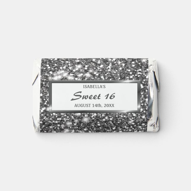 Faux Silver Glitter Texture Look & Custom Text Hershey's Miniatures (Front)