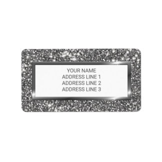 Faux Silver Glitter Texture Look &amp; Custom Text Label