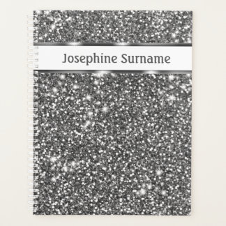 Faux Silver Glitter Texture Look &amp; Custom Text Planner