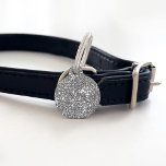 Faux Silver Glitter Texture Look & Pet's Info Pet ID Tag<br><div class="desc">Destei's digitally created silver gray glitter texture design. On the other side there are personalizable text areas for a name and for a phone number. PLEASE NOTICE: THERE IS NO REAL GLITTER ON THIS ITEM. THE DESIGN IS A DIGITAL IMAGE AND IT WILL BE PRINTED ON THE PRODUCT.</div>