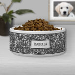 Faux Silver Glitter Texture Look & Pet's Own Name Bowl<br><div class="desc">Destei's digitally created silver gray glitter texture design together with a personalizable text area for a name. PLEASE NOTICE: THERE IS NO REAL GLITTER ON THIS ITEM. THE DESIGN IS A DIGITAL IMAGE AND IT WILL BE PRINTED ON THE PRODUCT.</div>