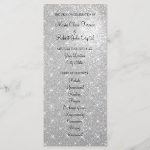 Faux silver glitter wedding ceremony program
