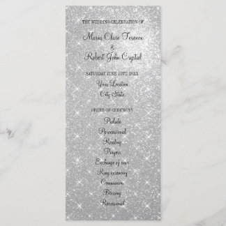 Faux silver glitter wedding ceremony program