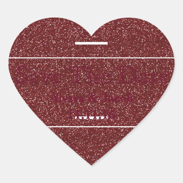 Faux Silver Glitter Wedding  Save the Date Heart Sticker (Front)