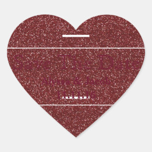 Faux Silver Glitter Wedding Save the Date Heart Sticker