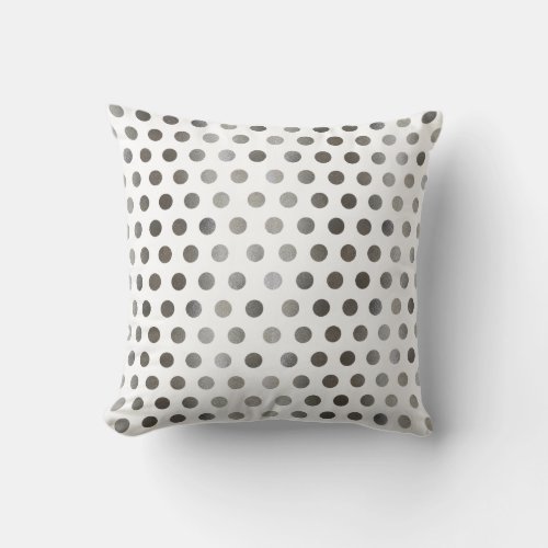 Faux Silver Glitter  White Modern Polka Dot Throw Pillow