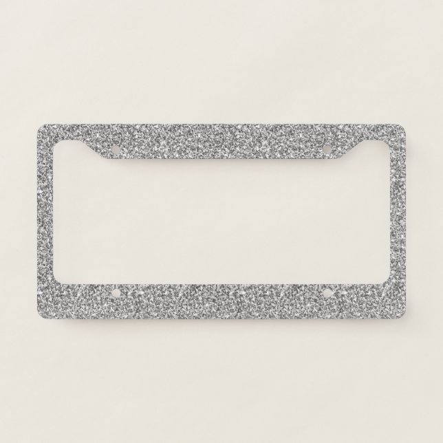 Faux Silver Glitters. License Plate Frame (Front)