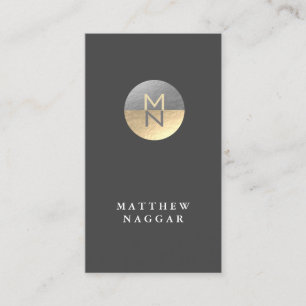 Faux Silver & Gold Foil Circle Logo Business Card