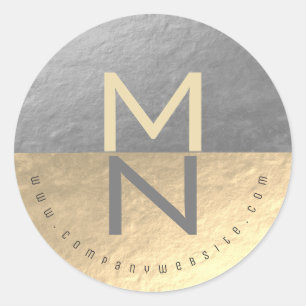 Faux Silver & Gold Foil Semi Circle Business Logo Classic Round Sticker