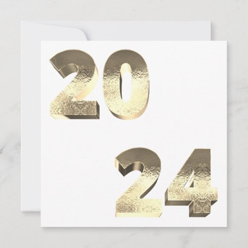 Faux Silver Gold Happy New Year 2024 Holiday Card