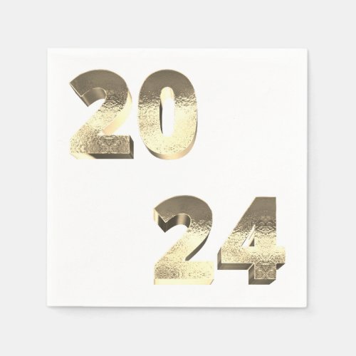 Faux Silver Gold Happy New Year 2024 Napkins