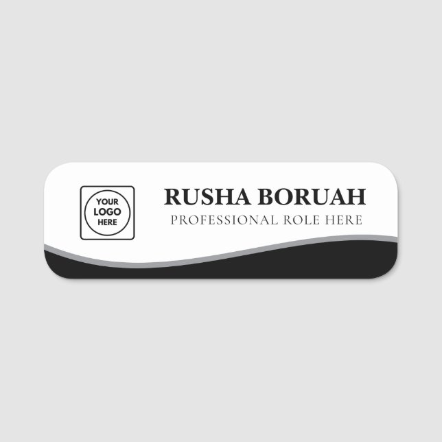 Faux Silver Gradient Logo Badge nametags (Front)