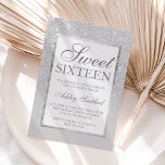 Faux silver gray glitter elegant chic Sweet 16 Invitation<br><div class="desc">A modern, pretty chic and elegant faux silver gray glitter shower ombre with grey color block Sweet 16 birthday party invitation with silver ombre pattern fading onto a gray background with and elegant silver frame Perfect for a princess Sweet sixteen, perfect for her, the fashionista who loves modern pattern and...</div>