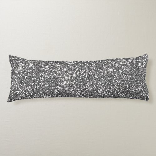 Faux Silver Gray Glitter Texture Look_like Design Body Pillow