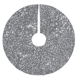 Faux Silver Gray Glitter Texture Look-like Design Brushed Polyester Tree Skirt