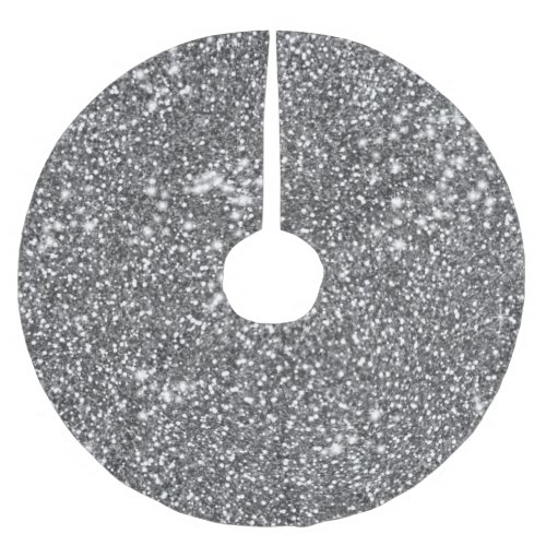 Faux Silver Gray Glitter Texture Look_like Design Brushed Polyester Tree Skirt