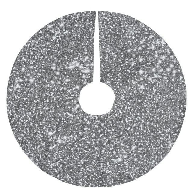 Faux Silver Gray Glitter Texture Look-like Design Brushed Polyester Tree Skirt (Front)