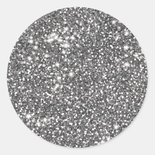 Faux Silver Gray Glitter Texture Look_like Design Classic Round Sticker
