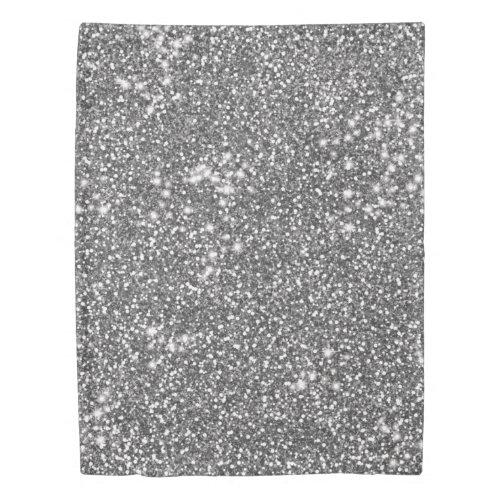 Faux Silver Gray Glitter Texture Look_like Design Duvet Cover