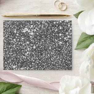 Faux Silver Gray Glitter Texture Look-like Design Envelope