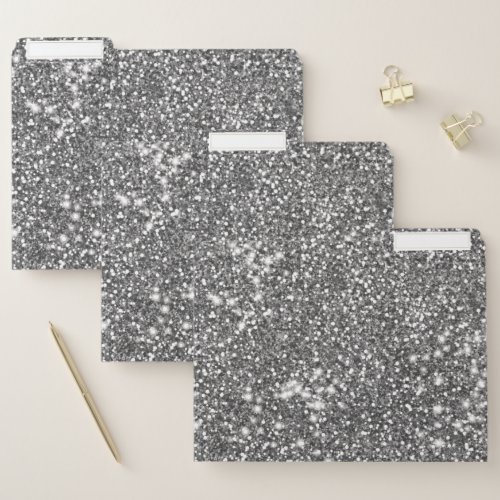 Faux Silver Gray Glitter Texture Look_like Design File Folder
