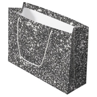 Faux Silver Gray Glitter Texture Look-like Design Large Gift Bag