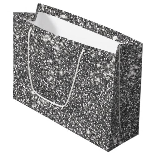 Faux Silver Gray Glitter Texture Look_like Design Large Gift Bag