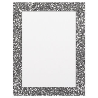 Faux Silver Gray Glitter Texture Look-like Design Letterhead