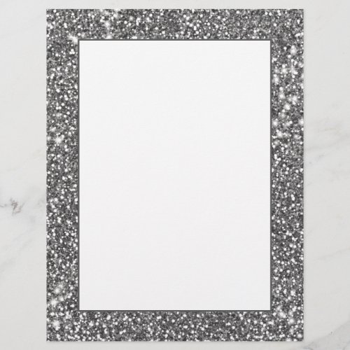 Faux Silver Gray Glitter Texture Look_like Design Letterhead