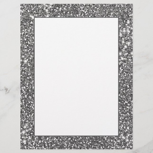 Faux Silver Gray Glitter Texture Look-like Design Letterhead (Front)