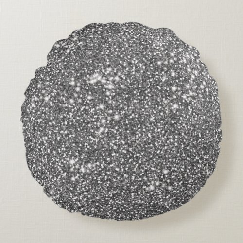 Faux Silver Gray Glitter Texture Look_like Design Round Pillow