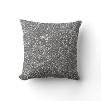 Faux Silver Gray Glitter Texture Look-like Design Throw Pillow