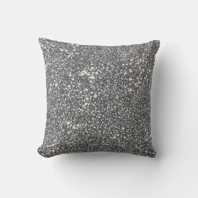 Faux Silver Gray Glitter Texture Look-like Design Throw Pillow (Front)