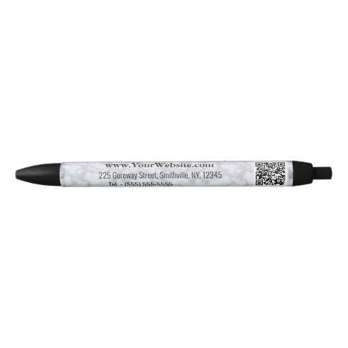 Faux Silver Gray Marble Black Ink Pen
