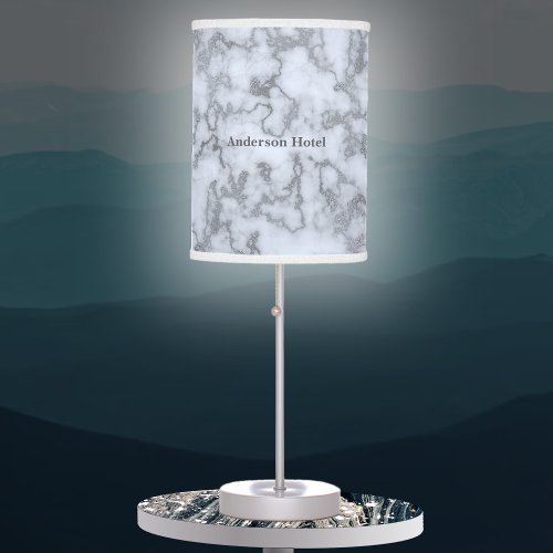 Faux Silver Gray Marble _ Neutral Decor Table Lamp