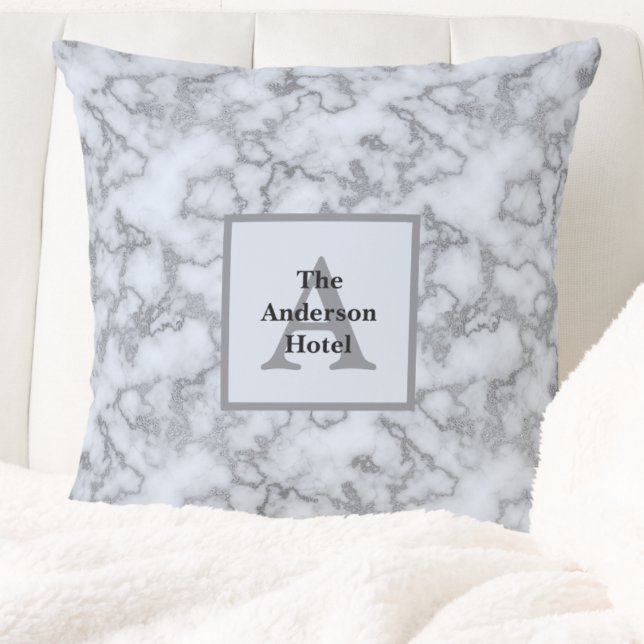 Faux Silver Gray Marble - Neutral Decor Throw Pillow (Faux Silver Gray Marble - Neutral Decor Throw Pillow by Leapfroglisics Shop)